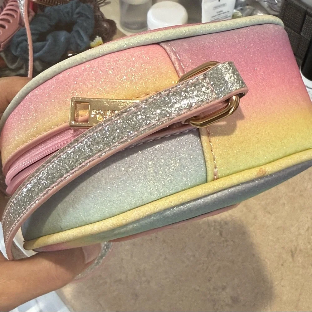 New Mipasties Heart Rainbow Glitter Crossbody Purse | Kids Mini Bag